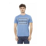 Baldinini Herr Bomull T-shirt med Front Print Blue, Herr