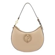 Pollini Beige Hobo Väska med Blomster Charm Beige, Dam