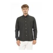 Baldinini Grön Bomull Button-Down Skjorta Black, Herr