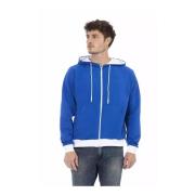 Baldinini Blå Ull Hoodie med Baklogo Blue, Herr