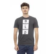 Baldinini Trend Grå Bomull T-shirt, Kortärmad, Framtryck Gray, Herr