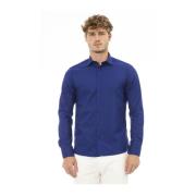 Baldinini Blå Polyester Skjorta med Italiensk Krage Blue, Herr
