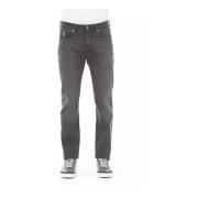 Baldinini Jeans i Bomull med Logoknapp och Tricolor Insats Gray, Herr