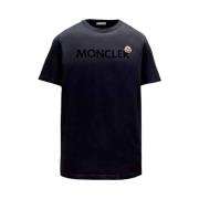 Moncler Crew Neck T-shirt Navy Bomull Logo Blue, Herr