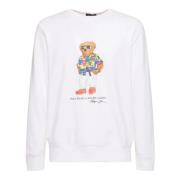 Ralph Lauren Teddy Bear Crew Neck Sweatshirt White, Herr