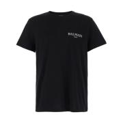 Balmain Svart Logo Print Crewneck T-shirt Black, Herr