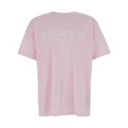 Balmain Rosa Logo Print T-shirt Pink, Herr