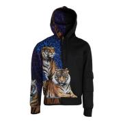 Dolce & Gabbana Tiger Animal Print Huva Tröja Multicolor, Herr