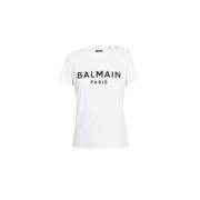 Balmain Vit kortärmad T-shirt White, Dam