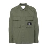 Calvin Klein Jeans Militärgrön Bomullsskjorta CK-logotyp Green, Herr
