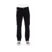 Baldinini Svarta Bomullslogo Knapp Jeans Black, Herr