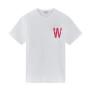 Woolrich Bomull T-shirt med Ficka (Bright White) White, Herr