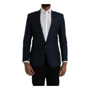 Dolce & Gabbana Blå Slim Fit Blazer En Knapp Blue, Herr