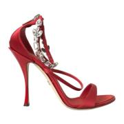 Dolce & Gabbana Kristall Ankelrem Röda Sandaler Red, Dam