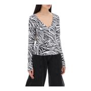 Rotate Birger Christensen Zebra Print Sequin Långärmad T-shirt White, ...