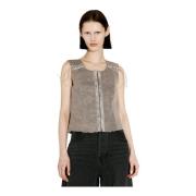 Our Legacy Canvas Lace-Fastening Crewneck Vest Gray, Dam