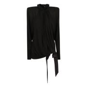 Saint Laurent Draperad jerseyklänning Black, Dam