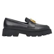 Estro Svarta Damers Läderloafers med Guld Kedjor Er00113287 Black, Dam