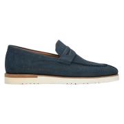 Estro Herr Navy Blue Nubuck Penny Loafers Er00112555 Blue, Herr