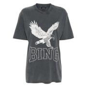 Anine Bing Svart Lili Retron Eagle T-shirt Black, Dam