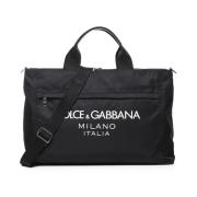 Dolce & Gabbana Svart Nylon Handväska med Logotyp Black, Herr