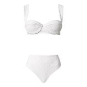 Twinset Vit Hav Broderad Bikini Set White, Dam