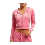 Juicy Couture Sammet Cropped Hoodie Rosa Pink, Dam