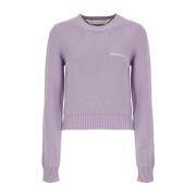 Palm Angels Lila Bomull Crewneck Sweatshirt Broderad Logotyp Purple, D...