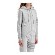 Thom Browne 4-Bar Zip Hoodie i Grå Bomull Gray, Dam