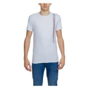 Emporio Armani Vit Tryckt Bomull T-shirt Rund Halsringning White, Herr