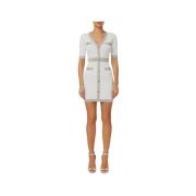 Elisabetta Franchi Ivory Embossed Mini Klänning Beige, Dam