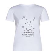 Maison Margiela Logo-Print T-shirt Vit White, Dam