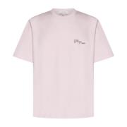 Studio Nicholson Ljusrosa Bomull T-shirt med Logotyptryck Pink, Herr