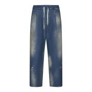 A Paper Kid Slitna Denim Jeans med Veckdetaljer Blue, Herr