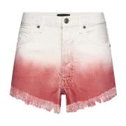 Alanui Ljus Röd Denim Shorts Rå Denim Multicolor, Dam