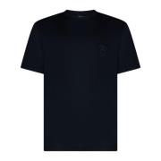 Giorgio Armani Blå Bomull Logo Broderade T-shirts Blue, Herr