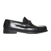Versace Svart Läder Loafers Slip-On Stil Black, Herr