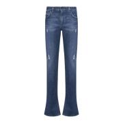 Dolce & Gabbana Slim-Cut Ripped Jeans med Logo Detaljer Blue, Dam