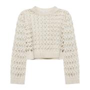 Brunello Cucinelli Ivory Sweaters för Kvinnor Beige, Dam