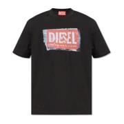 Diesel T-shirt med 'T-Adjust-Q6' logo Black, Herr