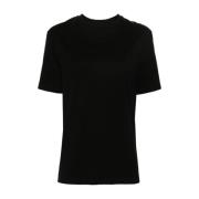 Jil Sander Svart Bomull T-shirt med Vitt Logotyp Black, Dam