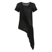 Yohji Yamamoto Svart T-shirt med Asymmetrisk Hem Black, Dam