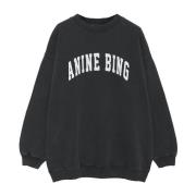 Anine Bing Snygg Print Sweatshirt Tvättad Svart Black, Dam