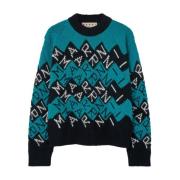 Marni Blå Logo Jersey Sweaters Multicolor, Herr