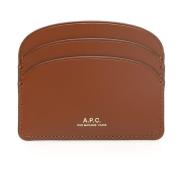 A.p.c. Läderkorthållare med Guldlogotyp Brown, Unisex