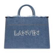 Lanvin Snygg Tote Bag med Rem Blue, Dam