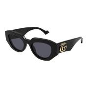Gucci Kattöga solglasögon Trendig Urban Poetisk Stil Black, Unisex