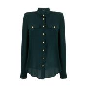 Balmain Sidenblus med vadderade axlar Green, Dam