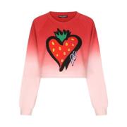 Dolce & Gabbana Jordgubbsmönstrad Långärmad Sweatshirt Multicolor, Dam