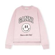 Ganni Smiley Print Sweatshirt Set Purple, Dam